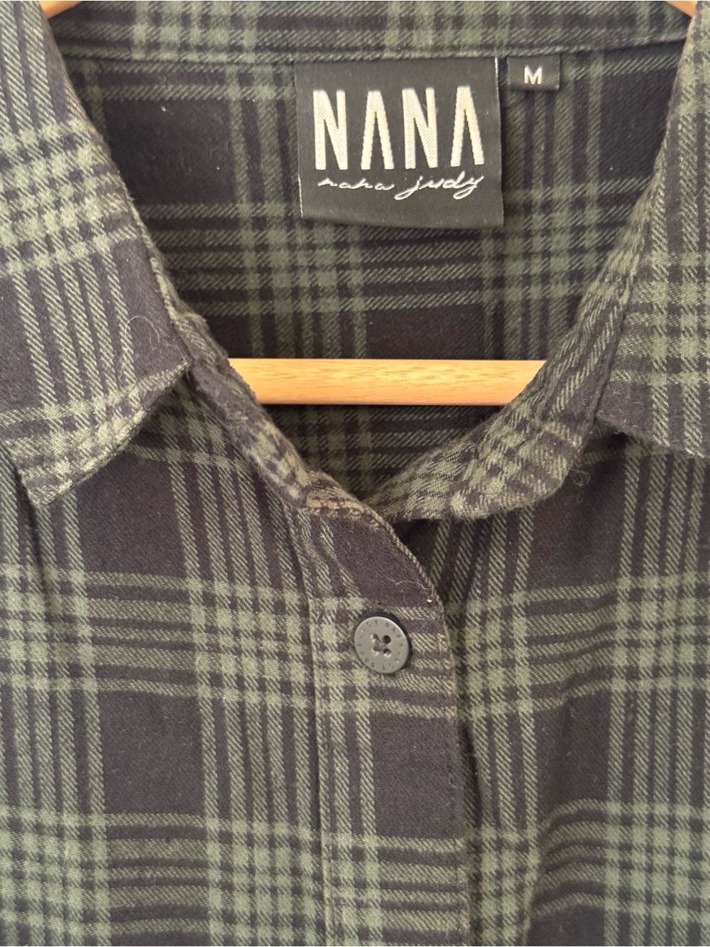 NANA JUDY Plaid Maxi Shirt Dress M Black Green